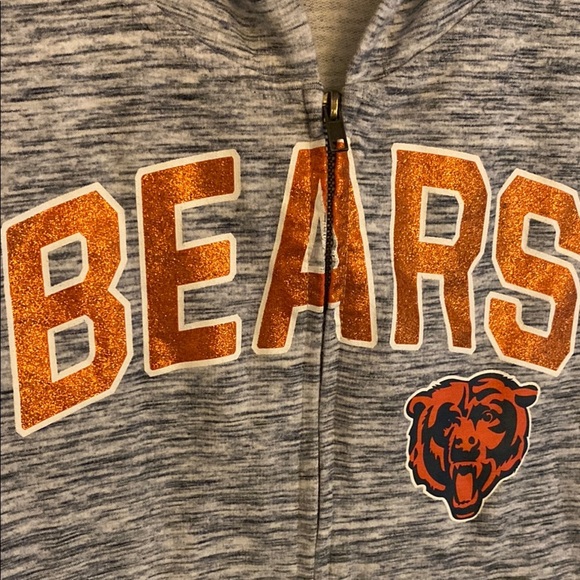 Chicago Bears Gray and Navy Zip-Up Hoodie w/Shimmering Graphic NFL Team Apparel - Picture 2 of 5